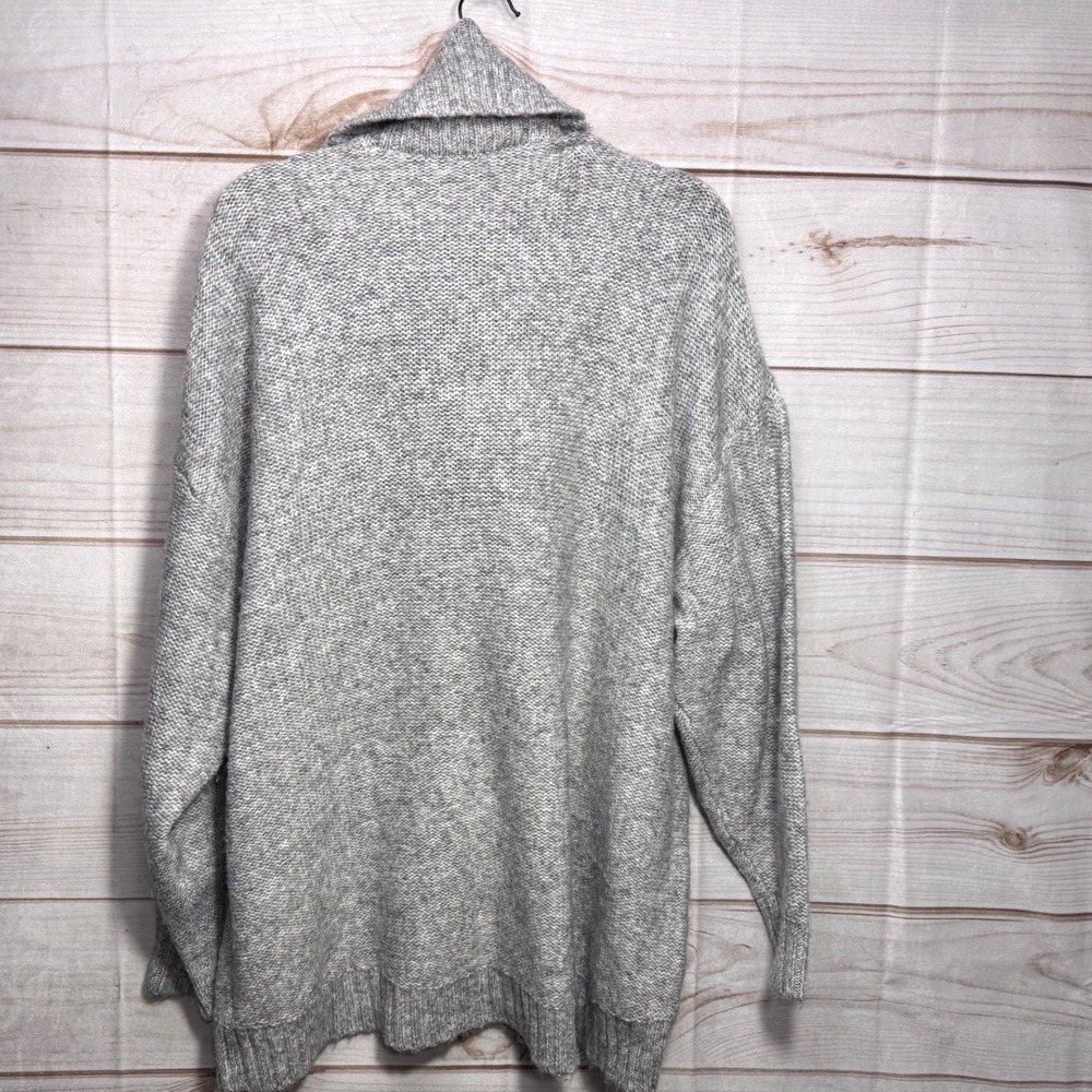 Ophelia Roe Womens 2X Grey Cable Knit Turtleneck Sweater Wool Blend Oversized - Picture 2 of 6
